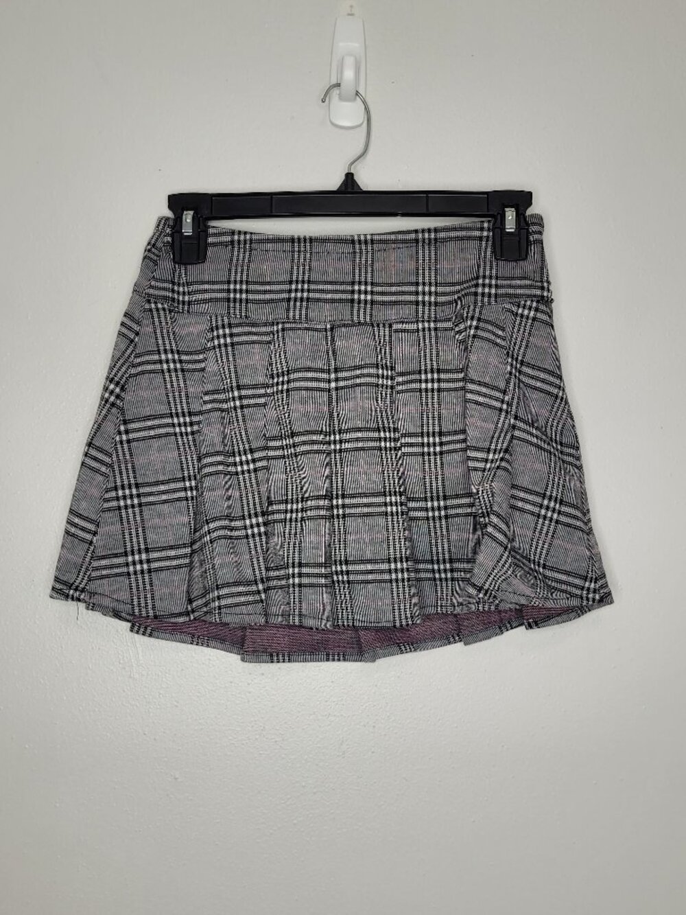 Hippie girl GIRLS black gray pink plaid mini school girl skort size 12 womens s